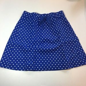 J. Crew Blue Polka Dot Linen Skirt